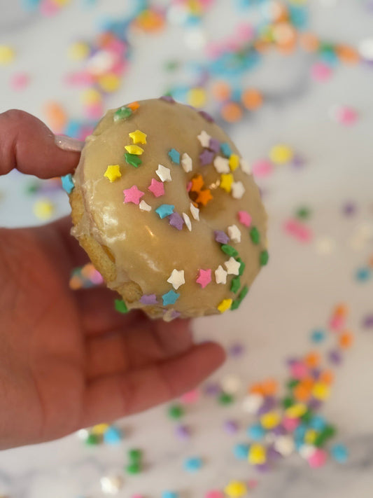 Baked Vanilla Cake Donuts with Sprinkles (No Fryer Needed!)