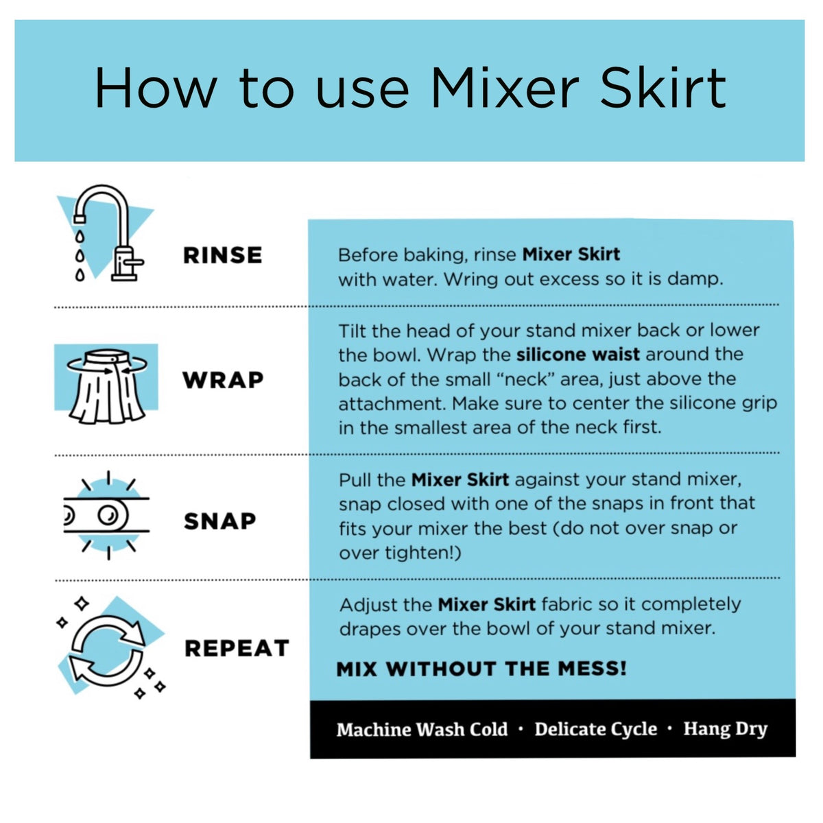 Mixer Skirt Splash Guard KitchenAid Compatible Mess Free Baking (Blueberry Extract)