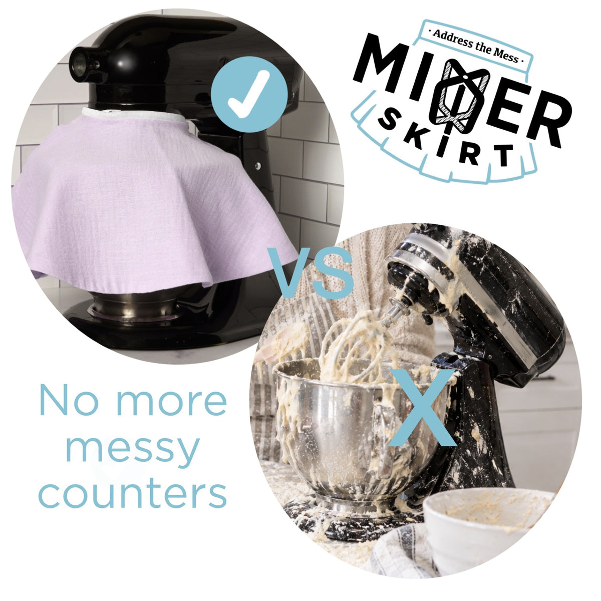Mixer Skirt Splash Guard KitchenAid Compatible Mess Free Baking (Blueberry Extract)